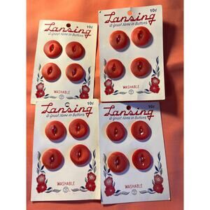 Vintage Lansing Buttons 16 Red (Rusty Red) appx. 3/4" 2 hole recessed